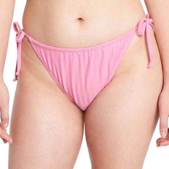 Stoney Clover Lane x Target NWOT Women's Pink Textured String Bikini Bottom Sz L - Picture 2 of 9